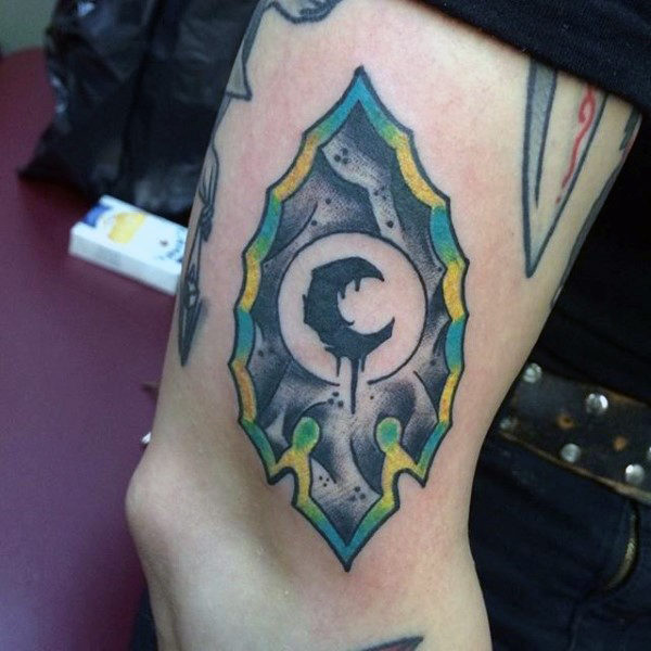 Arrowhead Tattoo With Colored Outline On Arms For Male