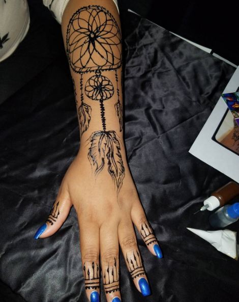 Black Henna Dreamcatcher Tattoos