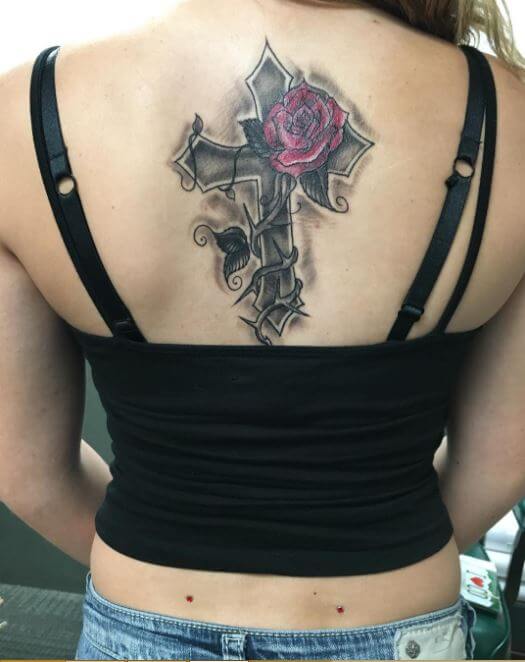 Cross Tattoos On Back For Girls