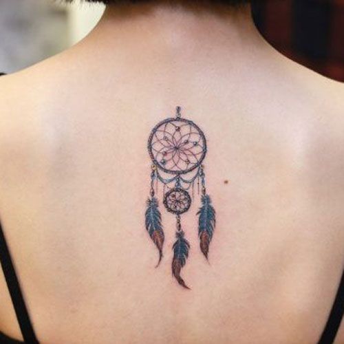 Dreamcatcher With Peacock Feathers Tattoo (11)
