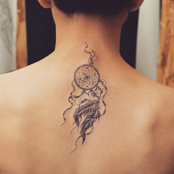 Dreamcatcher With Peacock Feathers Tattoo (4)