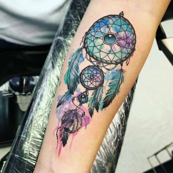 Dreamcatcher With Peacock Feathers Tattoo (8)