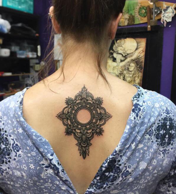Mandala Back Tattoos For Girls
