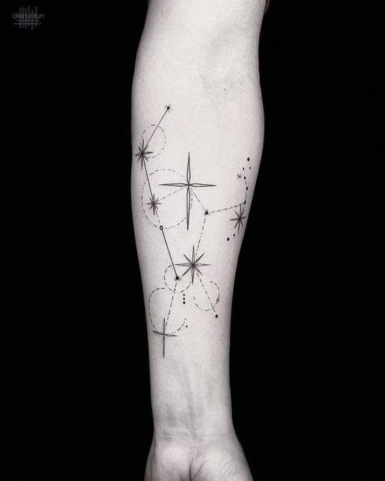 Orion Constellation Hunter Belt Nebula Tattoo Designs Ideas (33)
