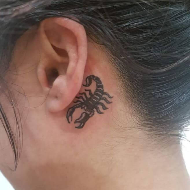 Scorpion Tattoos Behind The Ear