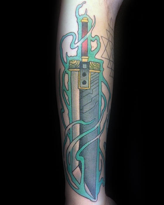 Sword From Video Game Final Fantasy Mens Forearm Tattoo