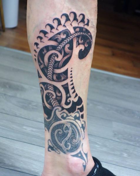 Tribal Tattoos On Leg Sleeve