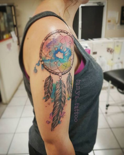 Water Color Dreamcatcher Tattoos