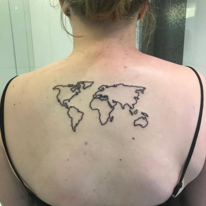 World Map Back Tattoos For Girls