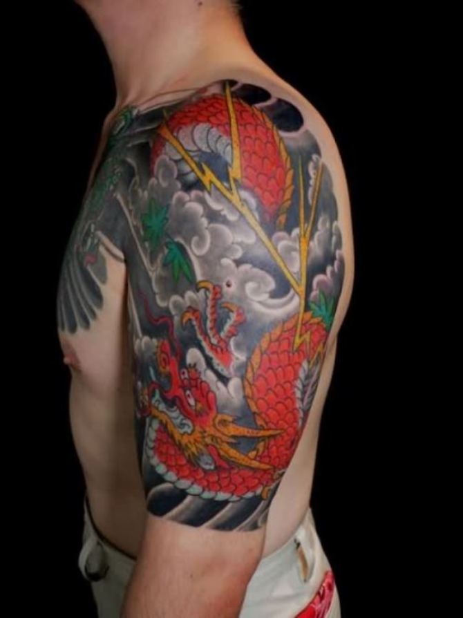 07 Japanese Dragon Half Sleeve Tattoo