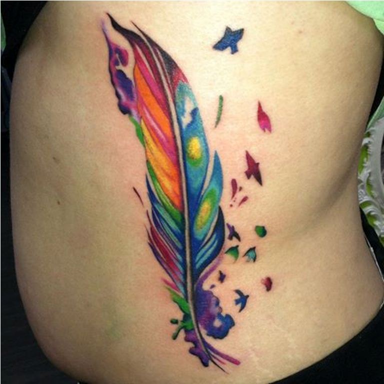 13 Rainbow Feather Tattoo