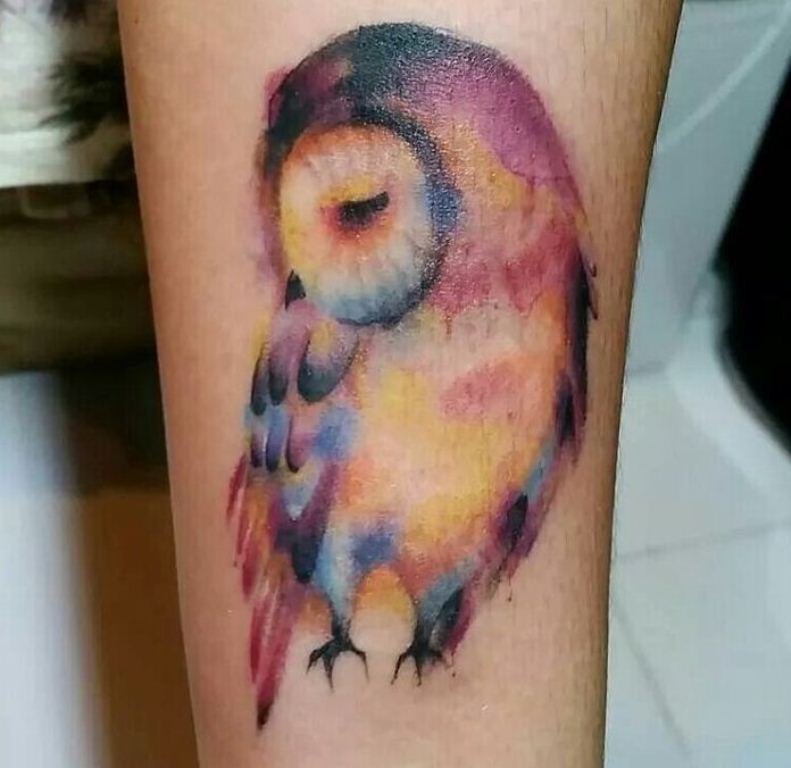 23 Rainbow Owl Tattoo