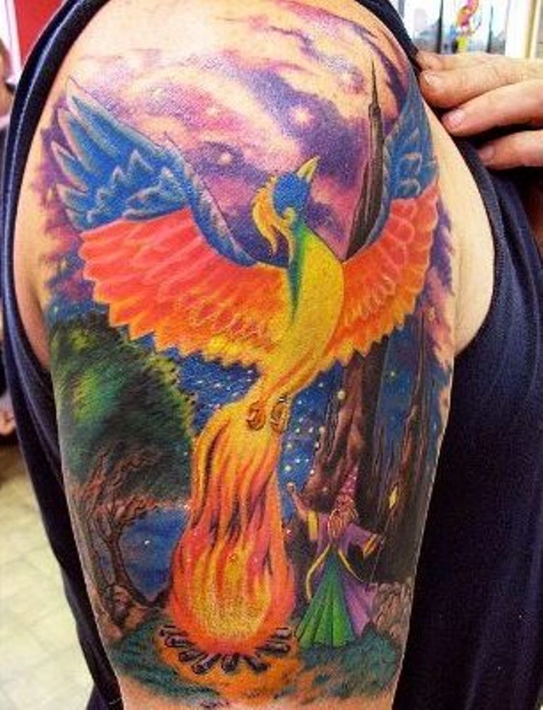 24 Rainbow Phoenix Tattoo