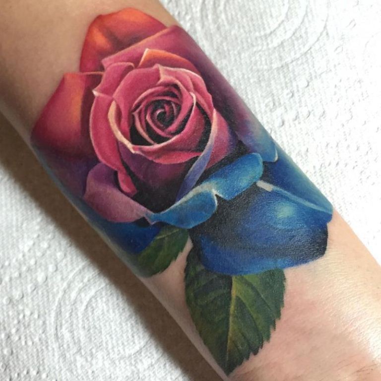 26 Rainbow Rose Tattoo