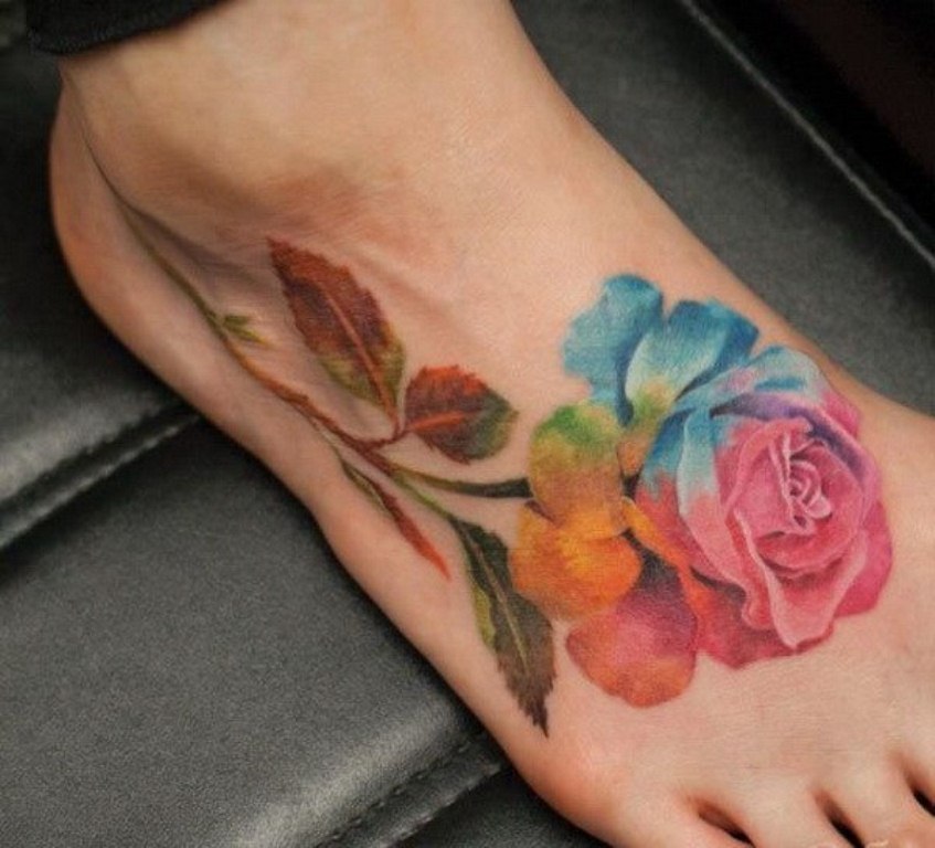 27 Rainbow Rose Tattoo Designs