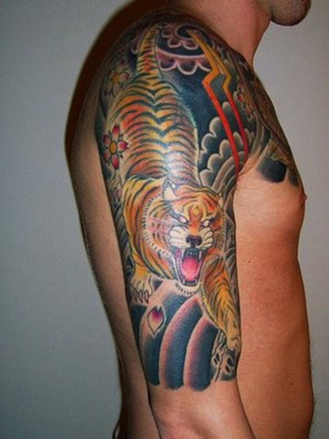 44 Japanese Tiger Tattoo Sleeve