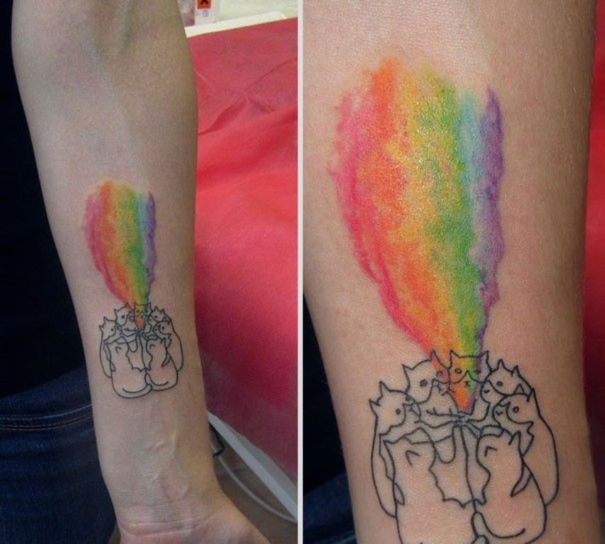 45 Watercolor Rainbow Tattoo