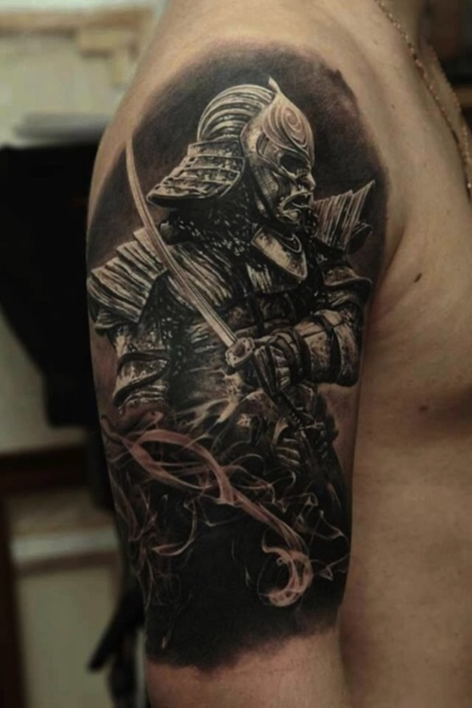 46 Japanese Warrior Sleeve Tattoo