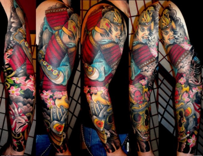 47 Japanese Warrior Tattoo Sleeve