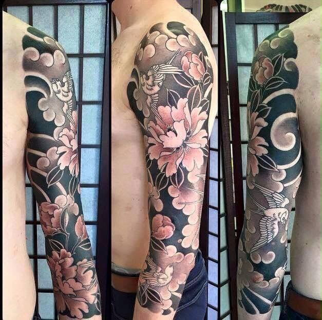 Japanese Flower Sleeve Tattoos