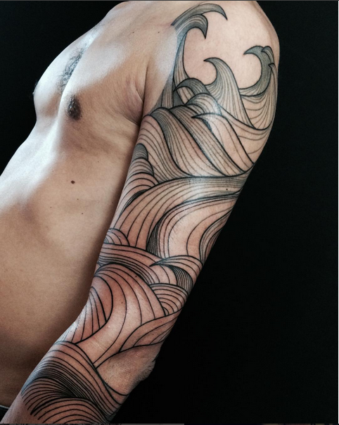 Japanese Wave Sleeve Tattoo