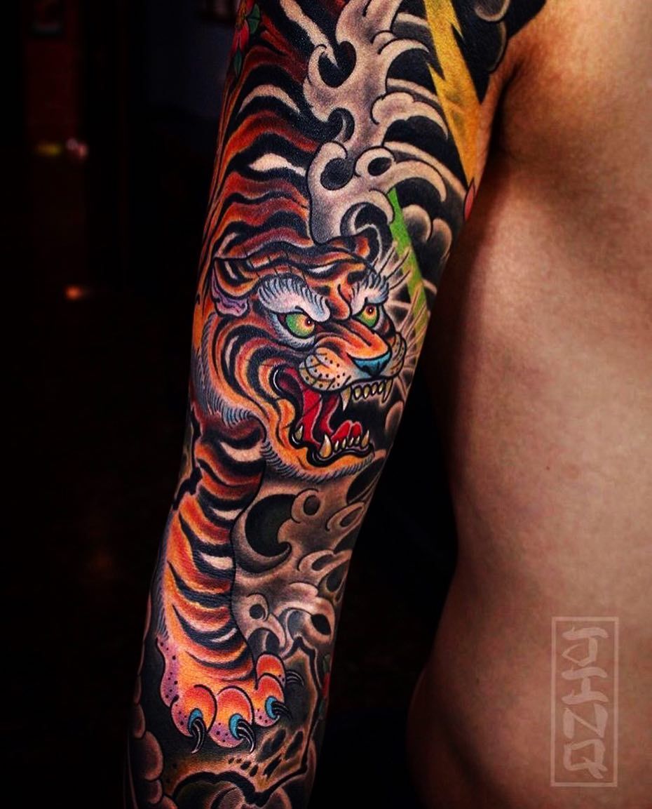 Japanese Tiger Tattoo Sleeve