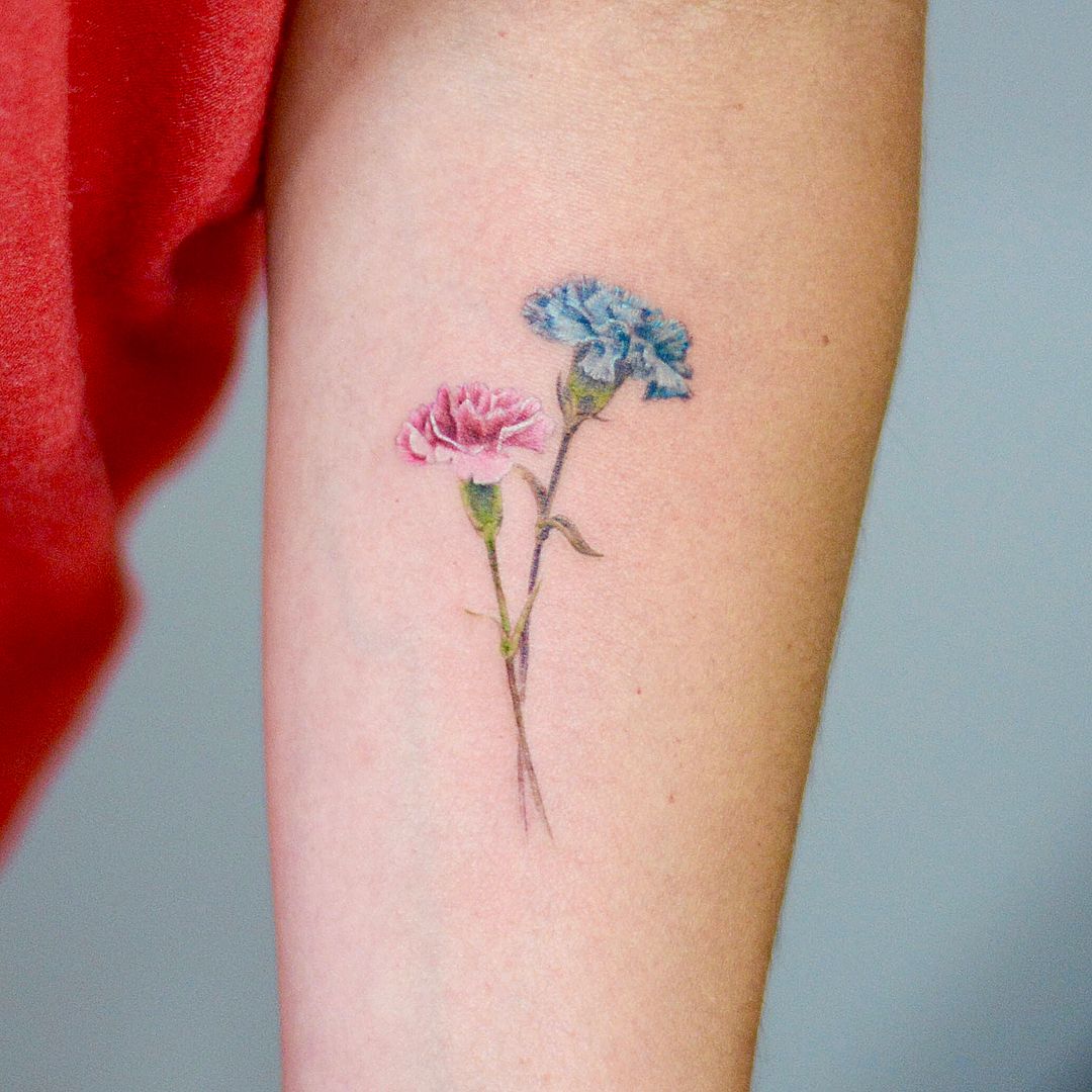 Carnation Watercolor Tattoo (9)
