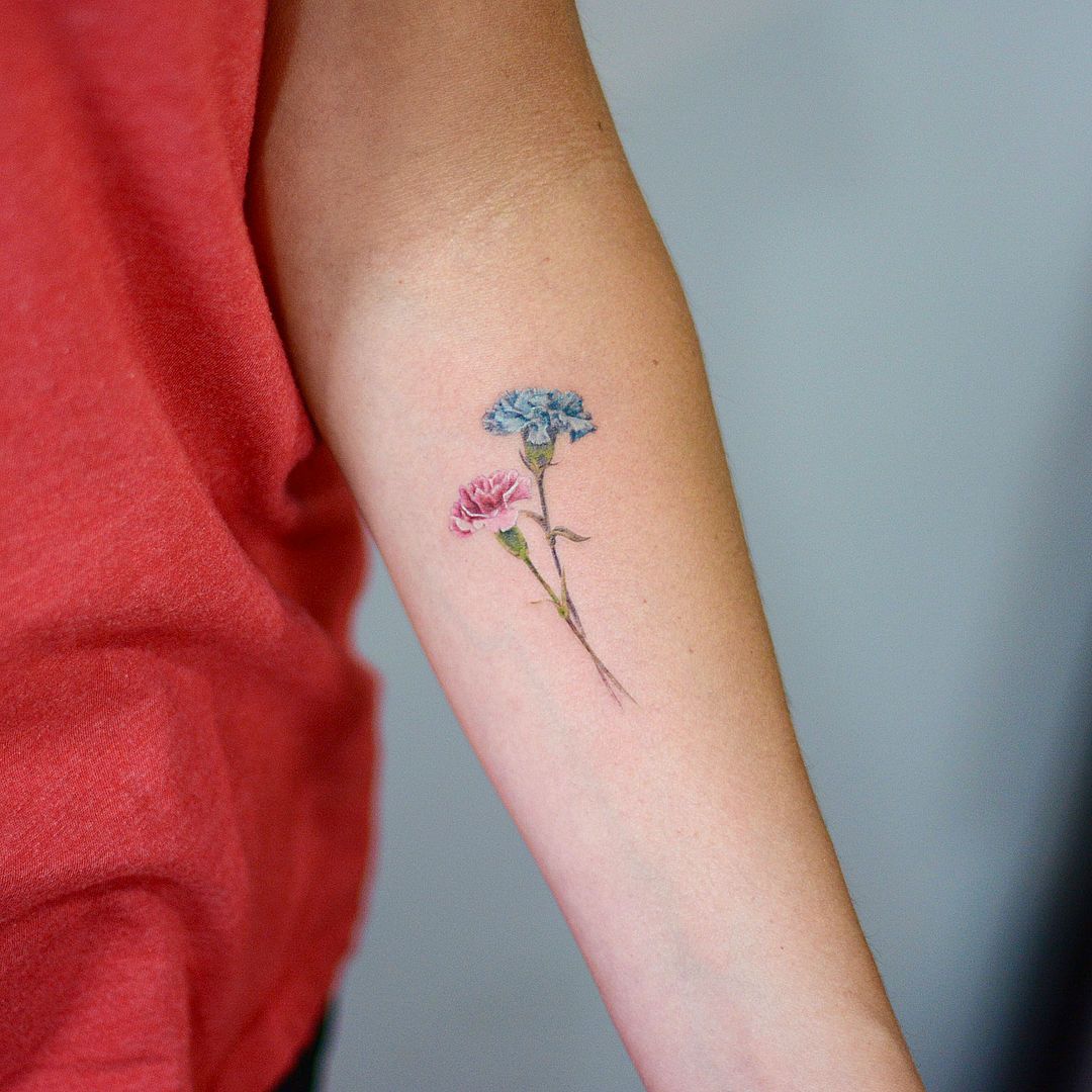 Rose And Carnation Tattoo (4)
