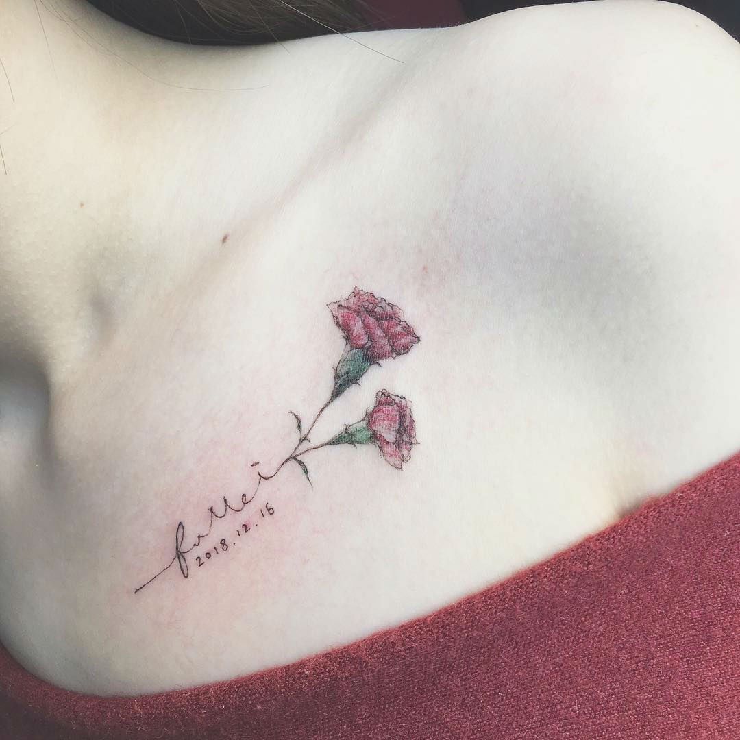 Rose And Carnation Tattoo (5)