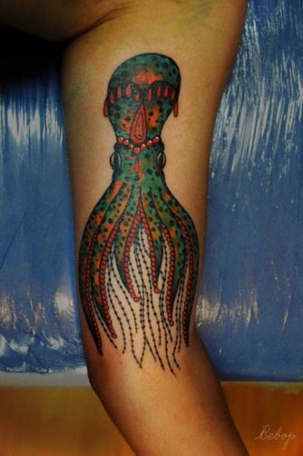 A Squid Takes On A Decorative Styling In This Artistic Animal Tattoo By Karolina Bebop 336x506