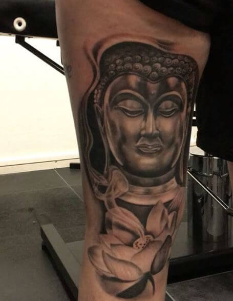Buddha Tattoo On Leg 5