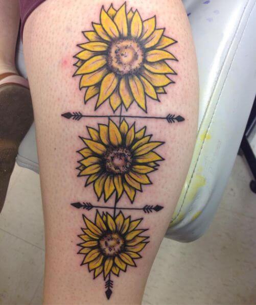 Arrow With Sunflower Tattoos