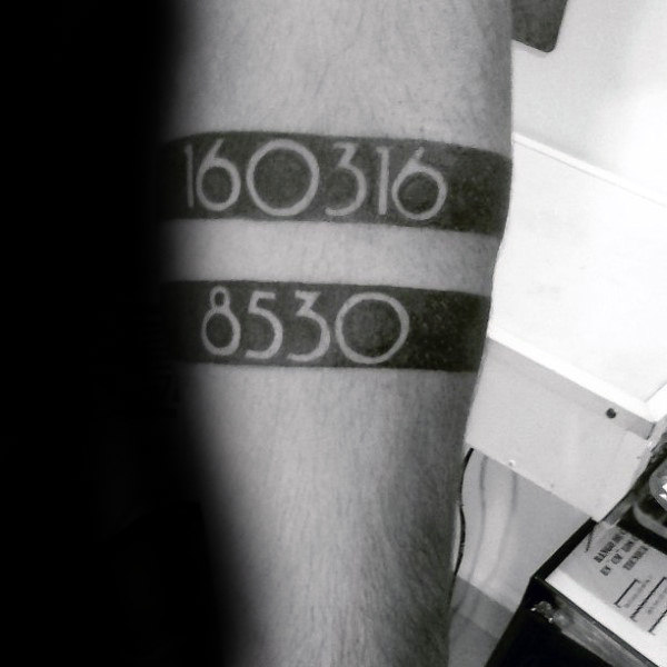 Black Armband Mens Numbers Tattoo