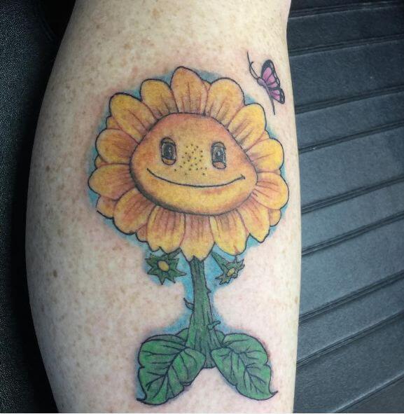 Cartoon Sunny Flower Tattoos