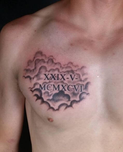 Cloud With Roman Numeral Tattoos