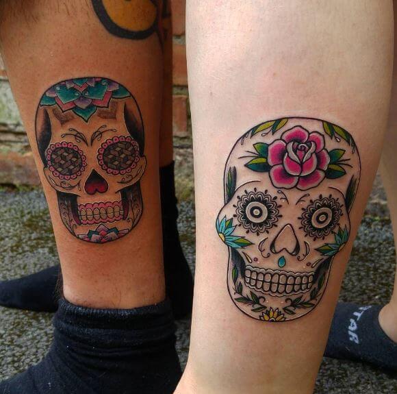 Couples Sugar Skull Tattoos
