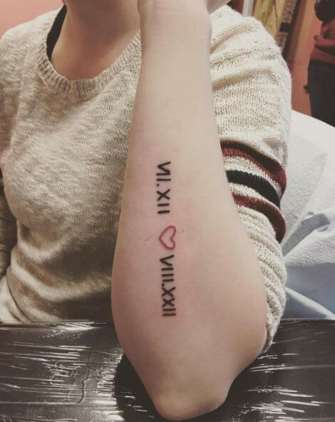 Heart With Roman Numeral Tattoos