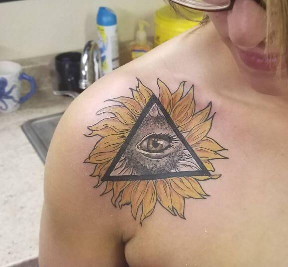 Illuminati With Sunflower Tattoos