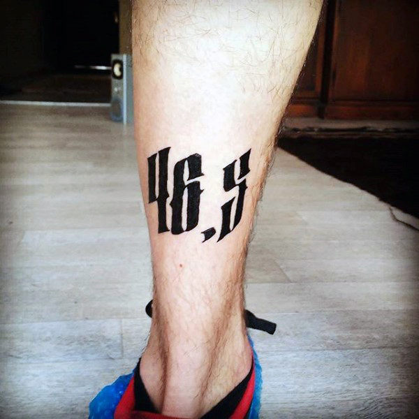 Miles Ran Numbers Mens Back Of Leg Tattoo