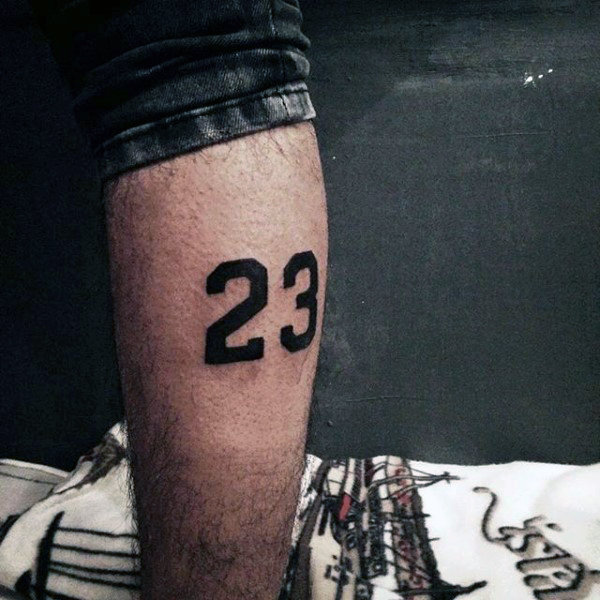 Numbers 23 Mens Leg Tattoo Ideas