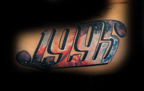 Outer Space Mens Numbers Tattoos On Arm