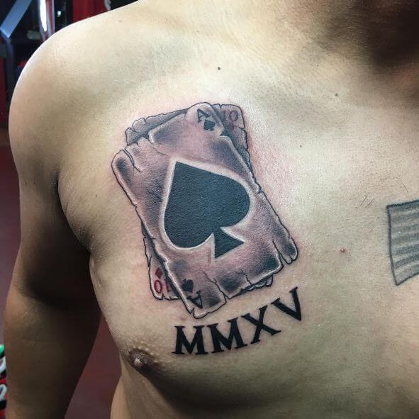 Playing Card With Roman Numeral Tattoos