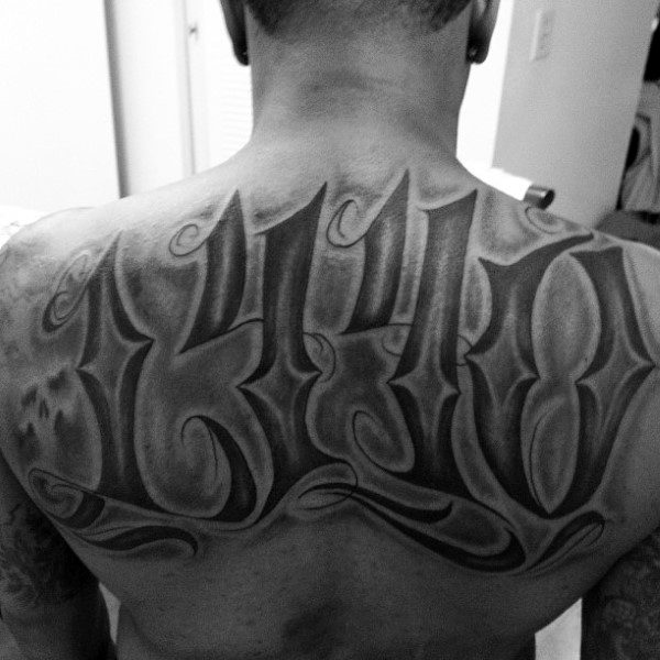 Shaded Large Numbers Mens Upper Chest Tattoo