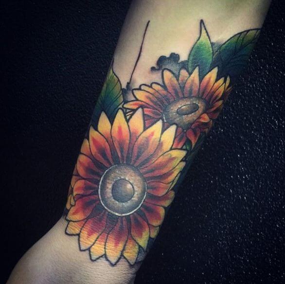 Sunflower Tattoos On Biceps