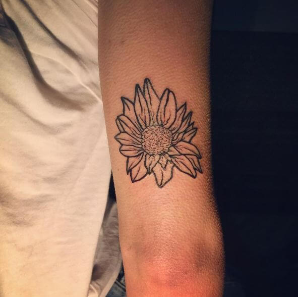 Sunflower Tattoos On Elbow