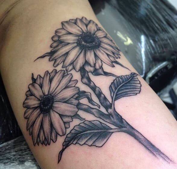 Sunflower Tattoos On Leg