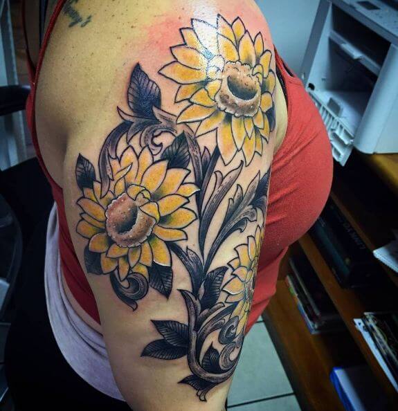 Sunflower Tattoos On Sleeve