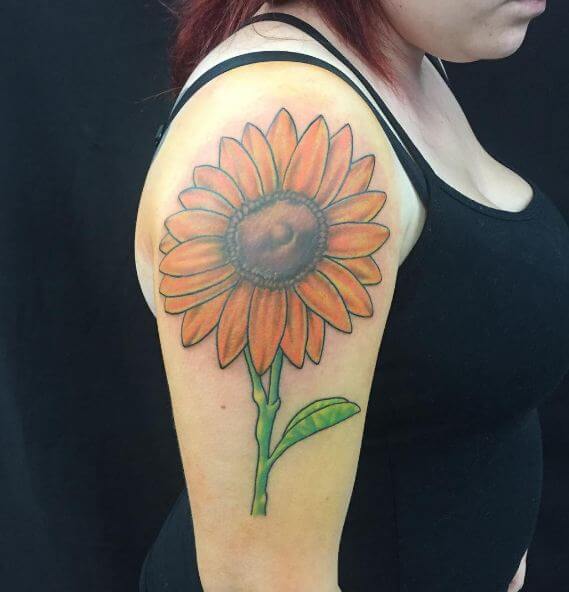 Sunflower Tattoos On Upper Shoulder