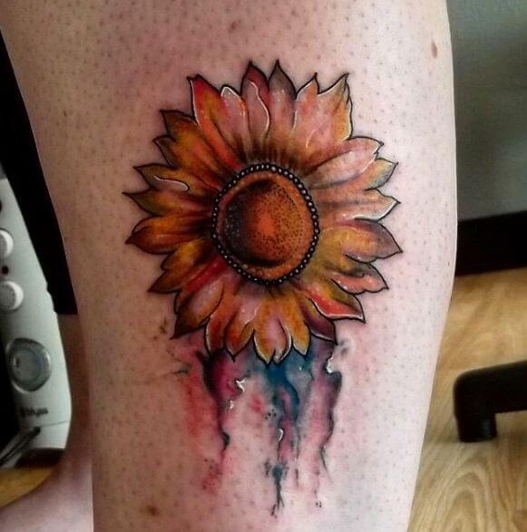 Watercolor Sunflower Tattoos