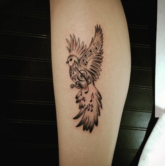 Bird Tattoos On Calf